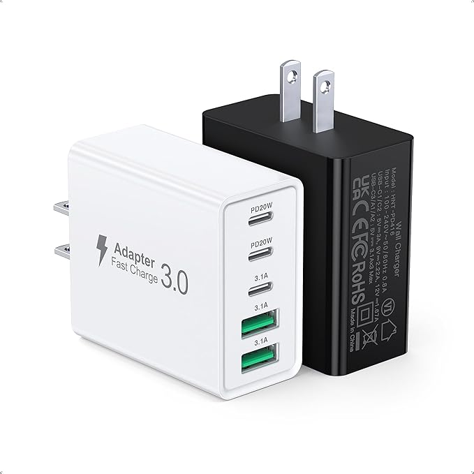 50W USB C Charger Block, 2-Pack Wall Fast Charge Cube Powered Multi-Port Plug Power Adapter Type C Brick for iPhone 17 16 15//14//13//12/ Pro Max iPad, Motorola, LG, Huawei