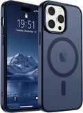 SUPFINE Magnetic for iPhone 14 Pro Max Case (Compatible with MagSafe) (Military Grade Drop Protection) Translucent Matte Shockproof Phone Cover,Dark Blue