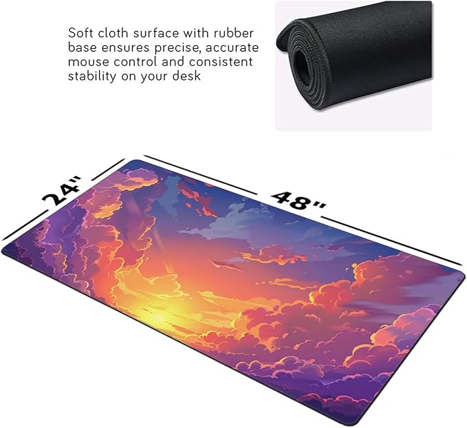 48 x 24 Inches Cute Desk Mat Kawaii Pink Purple Desk Pad Anime 3XL Large Mouse Pad Big Full Desk Gaming Mousepad Laptop Computer Keyboard Mouse MatDesk Decor Desk Accessories