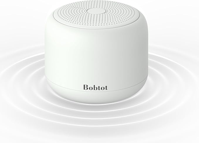 Bobtot Portable Bluetooth Speakers with Strap Easy to Carry, Wireless Waterproof Mini Speaker with Loud Stereo Sound, 20 Hours Playtime, Rechargeable Battery, Built-in Microphone, Light Gray