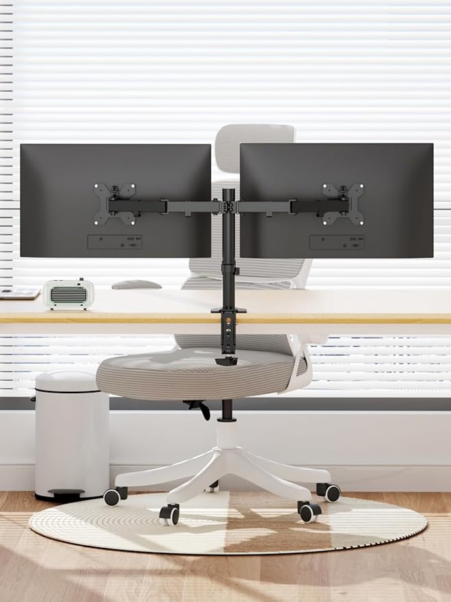 Suptek Dual Monitor Desk Mount, Adjustable Dual Monitor Arm for 2 Computer Screens up to 27 inch, Dual Gas Spring Monitor Arm, Holds up to 22 lbs Each, VESA 75x75/100x100 mm, Black (MD9442)