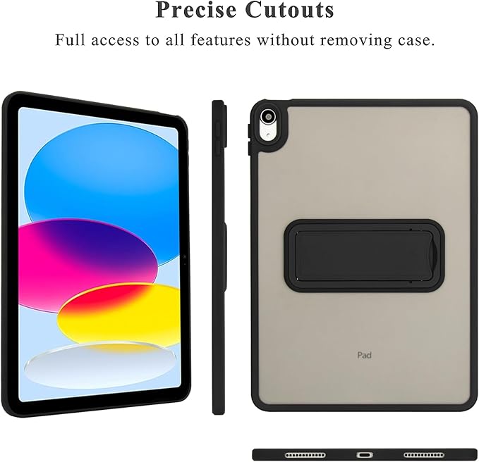 Shockproof Case for iPad (A16) 11th/10th Generation 10.9 inch 2025/2022, Kickstand Slim Fit Rugged Bumper Lightweight Anti-Scratch Bumper Case Cover for iPad 11th/10th Gen, Black