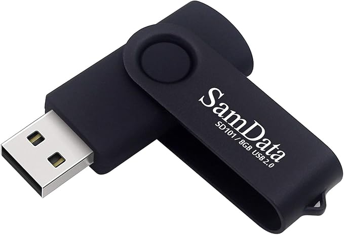 SamData USB Flash Drive 8GB 5 Pack USB 2.0 Thumb Drive Swivel Memory Stick with LED Indicator (Black, 8GB-5Pack)