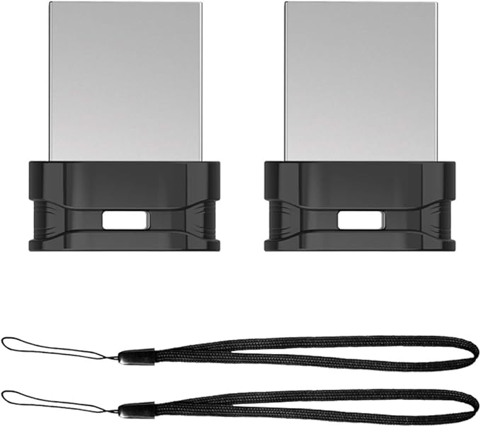 K&ZZ 32GB 2 Pack Ultra Fit USB Flash Drives Small Thumb Drive with Lanyard Low Profile USB Drive Mini Flash Drive 32 GB USB 2.0 Memory Stick Zip Drive, Black