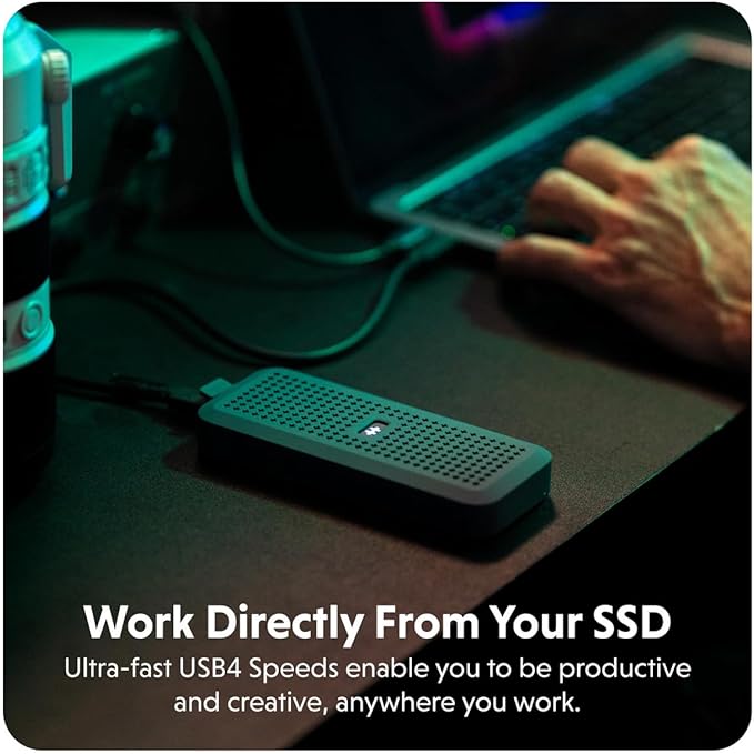 Hyper HyperDrive Next Portable 40Gbps USB4 M.2 NVMe SSD Enclosure with up to 4TB for PS5, Windows 10, macOS 12.4, and Newer, Water/Dust Resistant, Fits 2230/2240/2260/2280mm