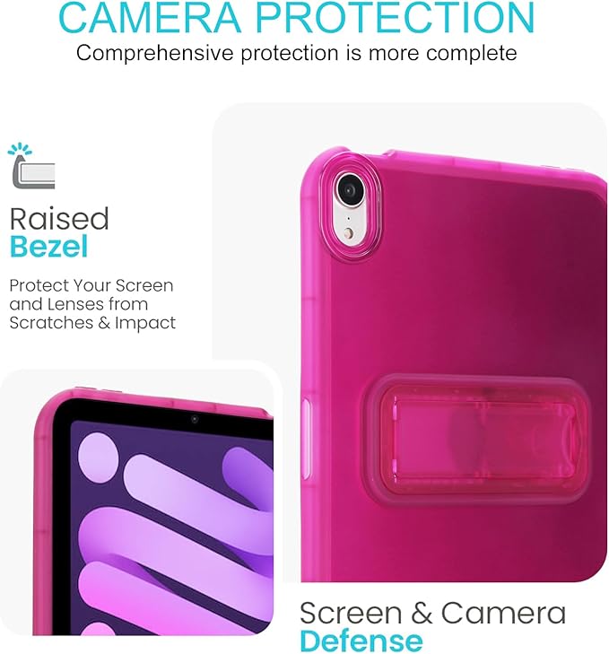 Slim Case for iPad mini 7 (A17 Pro) 2024/ Mini 6 8.3'', Built-in Kickstand Non-Slip Military Grade Drop Protection Rugged for iPad mini 7th 6th Generation, Rose