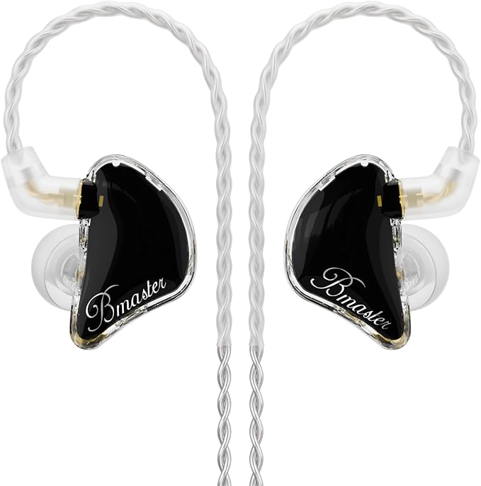 BASN in Ear Monitor Headphones, Triple Driver IEM Earphones with Powerful Bass, Noise Isolation HiFi Stereo Wired Earbuds for Musicians Singers Drummers (Black)