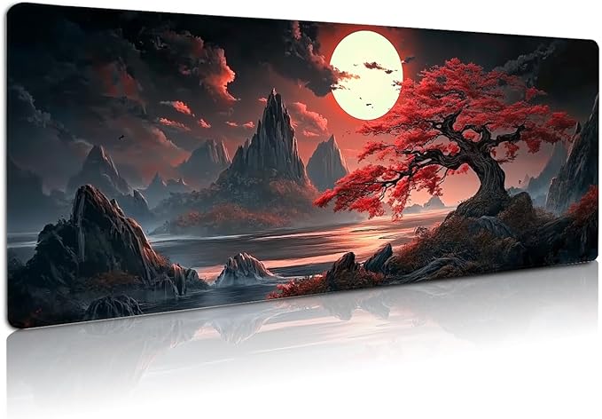 Extended Gaming Mouse Pad, Large Mouse Mat 3 mm Nature Rubber Base Mousepad with Stitched Edges, Non-Slip Desk Mat for Office Home Great Gift 31.5x11.8 Inch (Dark Canyon 2)