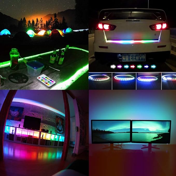 LED Strips Lights USB Powered Rainbow Chasing RGB LED Lights Strip LED TV Backlight Strip with 17-Key RF Remote Color Changing Strip Lights Waterproof IP65 LED Rope Lights LED Lights 2M 6.54FT