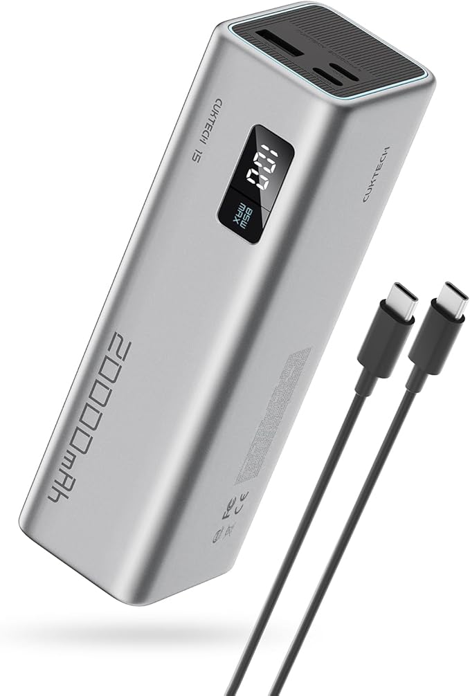 CUKTECH 15 SE Power Bank 20000mAh 65W Laptop Charger, 3-Port USB C Portable Charger, PD 3.0 Fast Charging External Battery Pack for iPhone 16/15/14 Series, Samsung, MacBook, Dell, Steam Deck, and More