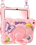Kidcube for Samsung Galaxy Tab A9 Plus Case 11 Inch - for Girls Cute Girly Kawaii 3D Butterfly Design Cover with Rotating Stand & Strap Unique Silicone Teens Women for Samsung A9 Plus Tablet Cases