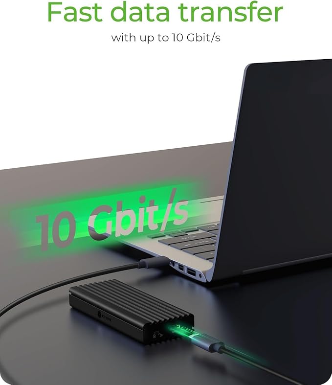 M.2 NVME SSD Enclosurer, ICY BOX USB 3.2 Gen 2 (10 Gbps) to NVME PCIe SSD Enclosure Adapter, Aluminum External case, M-Key and B+M-Keys and SSD Size 2230/2242 /2260/2280 SSDs, Write Protection