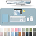 YSAGi Leather Desk Protector, Office Mat, Large Mouse Mat, Non-Slip PU Leather Blotter, Laptop Pad, Waterproof Writing Pad for Office and Home (Ice Blue, 35.4" x 17")