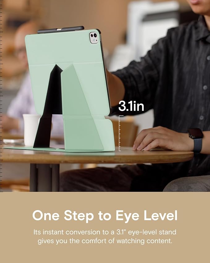MOFT Folio Case for iPad Air 13-inch M3/M2 (2025/2024) - Silm Stand Protective Case with Detachable Pencil Holder, Multi-Angle Viewing, MOVAS Leather Cover, Auto Sleep/Wake, Pepper Mint