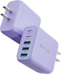 USB C Charger Block,EIZLXQ [2-Pack] Type C Charger Fast Charging,50W 5-Port USB Wall Chargers Multiport Type C Charging Block Cube for iPhone 17 16 15 14 13 12 11 Pro Max XS,iPad,Samsung&More-Purple