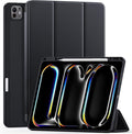 Compatible with iPad Pro 13 Inch Case M5 2025/ M4 2024, Soft TPU Back Cover for iPad 13 Pro Case, with Pencil Pro & (USB-C) Holder, Trifold Stand, Auto Wake/Sleep, Black