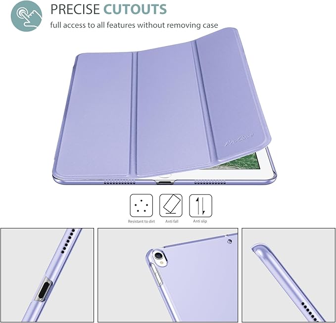 ProCase Smart Case for 10.5” iPad Air 3rd Generation 2019 / iPad Pro 2017, Slim Stand Cover with Translucent Frosted Back for iPad Air 3 -Lightpurple