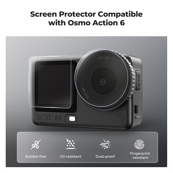 K&F CONCEPT Aluminum Alloy Camera Cage + Screen Protector Kit Compatible with DJI Osmo Action 6 Camera Accessories, Protective Cage Expansion Frame Case with Cold Shoe Mount for Tripod, Selfie Stick