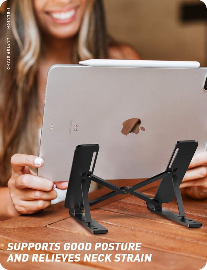 i-Blason Cosmo Laptop Stand, Adjustable Aluminum Alloy Laptop Riser Holder with Multi-Angle Stand Compatible with MacBook Pro/MacBook Air, 7-17.3" Laptops & Tablets (Black)