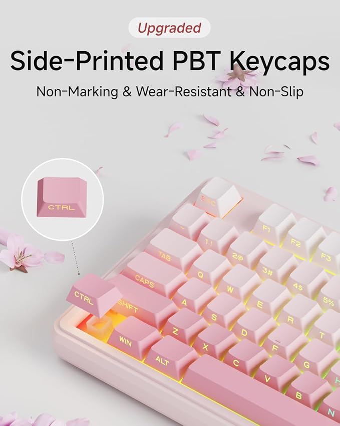 EWEADN V102 Wireless Keyboards, 98 Key Gaming Keyboard with Screen & Media Knob, Custom RGB Backlit, Tri-Mode BT5.0/2.4GHz/Wired Membrane Bluetooth Keyboard, Quiet Typing for PC/Mac-Gradient Pink