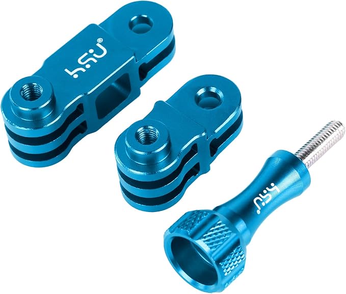 HSU Aluminum Alloy Metal Adjust Arm Straight Joints Mount, Same Direction Straight Joints Mount for Go Pro Hero 13/12/11/10/9/8/7/6/5 Black, DJI Osmo Action Action Camera and More (Blue)