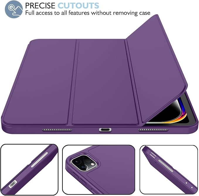 iMieet iPad Pro 13 Inch Case (M5/M4) 2025/2024 with Pencil Holder, Trifold Stand Smart Case with Soft TPU Back, Auto Wake/Sleep (Dark Purple)