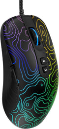 Womier G706 USB Wired Gaming Mouse for PC Computer Windows Mac Laptop, Lightweight Silent RGB Backlit Mouse with Adjustable 12000DPI/7 Programmable Side Buttons,Topographic Theme (Black Topographic)