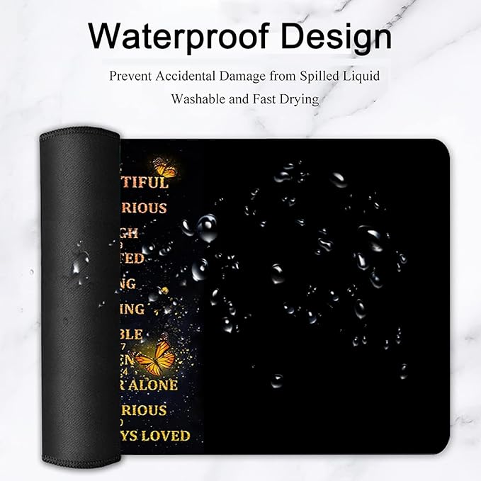 Large Mouse Pad, 31.5 x 11.8in Extended Gaming Mouse Pad with Stitched Edges,XXL Mousepad Protector Non Slip Rubber Base for Office Home Writing Mat, African American Women Black Girl Black Desk Mat
