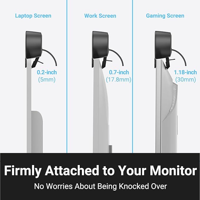 Inwa Computer Speakers for Desktop PC, USB Monitor Speaker Bar with Clip-On, Wired Desk Speakers with HD Stereo Loud Sound, Laptop Speaker Mini Sound Bar, Easily Clamps to Monitor