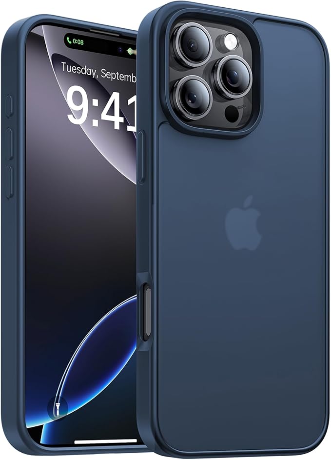 for iPhone 16 Pro Max Case, [Military-Grade Drop Protection][Anti-Yellowing] Shockproof Protective Translucent Matte Cover for iPhone 16 Pro Max Phone Case,Deep Blue