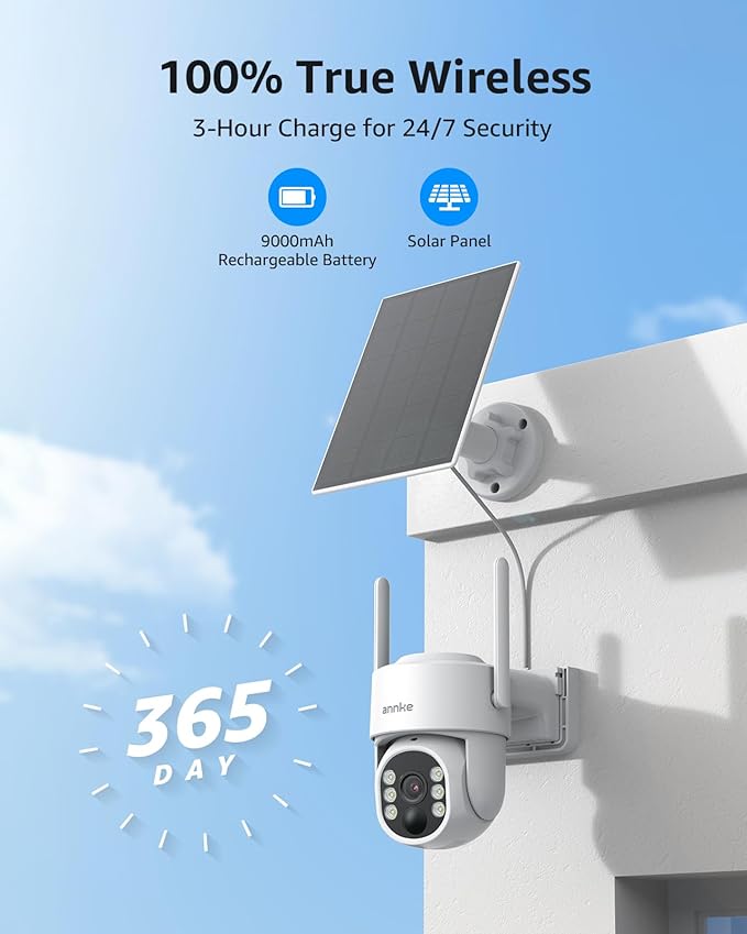 ANNKE 2.5K Solar Security Cameras Wireless Outdoor, 2 Pack 360° View Pan/Tilt Dome Cameras for Home Surveillance, Full-Color Night Vision, Two-Way Audio, Smart PIR Motion Sensor, IP65, 2.4 & 5GHz WiFi