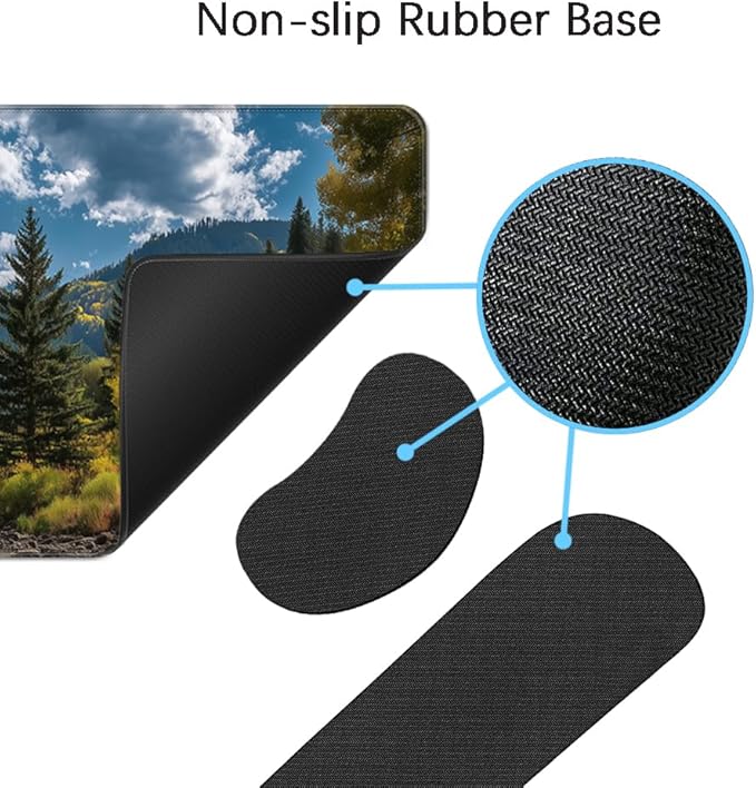 MIBITRI Keyboard Mouse Pad Set, Extended Gaming Mouse Pad+Ergonomics Keyboard Wrist Rest Support, Memory Foam, Easy Typing Pain Relief, 4Pcs XXL Ultra Thick Desk Mat, Nature Forest