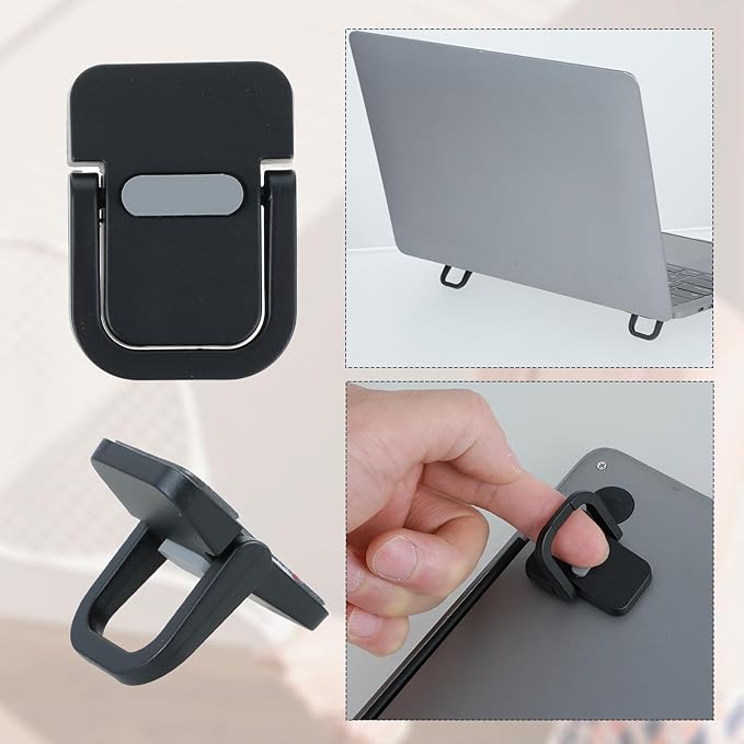 Apausvcm 2Pcs Keyboard Riser, Self-Adhesive Mini Keyboard Stand for Desk Portable Laptop Feet Foldable Keyboards Lift for Most Keyboards (Black)