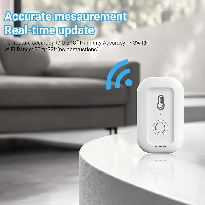 DAYBETTER Smart WiFi Thermometer Hygrometer, 2.4G Indoor Temperature Humidity Sensor with Real-Time App Alerts,Temperature Humidity Monitor for Home Nursery Greenhouse Pet 1pack