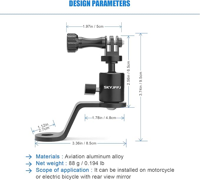 Motorcycle Sports Camera Holder Mount for Gopro Hero 13 12 11 10 9 8 DJI Osmo Insta360 AKASO and Other Action Camera