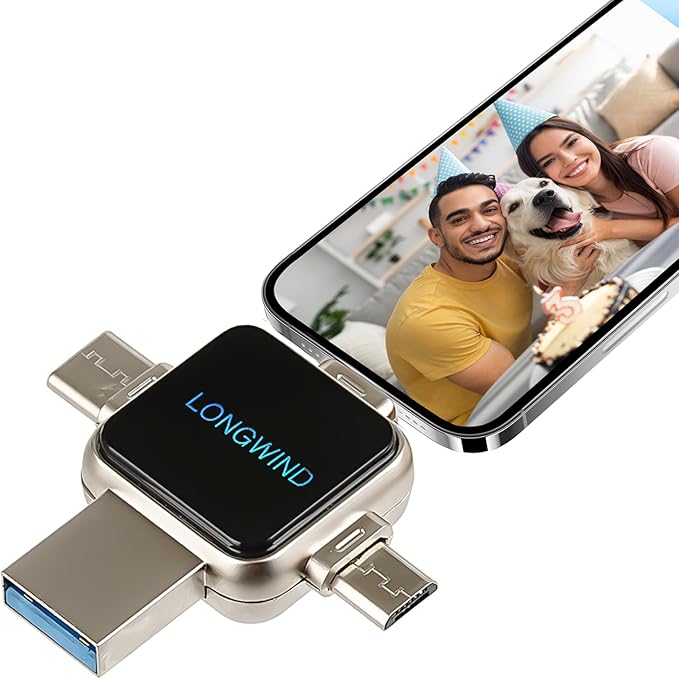 Photo Stick Flash Drive,LONGWIND 512GB USB 3.0 High Speed Thumb Drive,USB Memory Stick Portabl External Easy Backup Photo Storage for Phone/Android/PC/Laptop/Tablet (Silver)