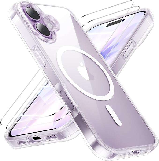 for iPhone 17 Case with 2X Screen Protectors [Compatible with MagSafe] Military Grade Drop Protection Non-Yellowing Cover Shockproof Slim Fit iPhone17 Phone Case 6.3 inch,Clear