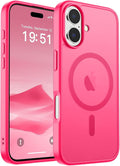 SUPFINE Magnetic for iPhone 17 Case (Compatible with MagSafe)(Military Grade Drop Protection) Translucent Matte Shockproof with Anti-Fingerprint Phone Cover,Hot Pink