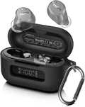for TOZ0 NC9(2024) Case Cover, Silicone Protective Battery Display Visible Design Cover ONLY for TOZO NC9 Hybrid Active Noise Cancelling Wireless Earbuds 2024 Version with Carabiner-Black