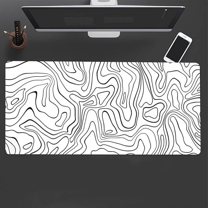 Large Mouse Pad - Gaming Mouse Pad with Stitched Edges(60x30cm), No-Slip Base, Waterproof Desk Pad for Keyboard and Mouse (Line White,23.6x11.8 inch)