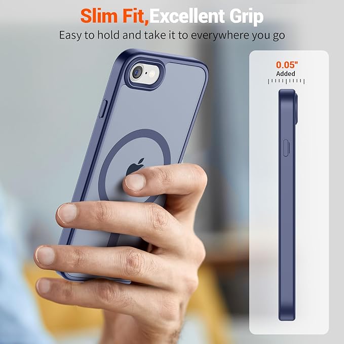 SUPFINE Magnetic for iPhone SE Case 2022 (3rd)/2020 (2nd), iPhone 8 Case (Compatible with MagSafe) (Military Grade Drop Protection) Slim Translucent Matte Phone Case,Lavender Gray