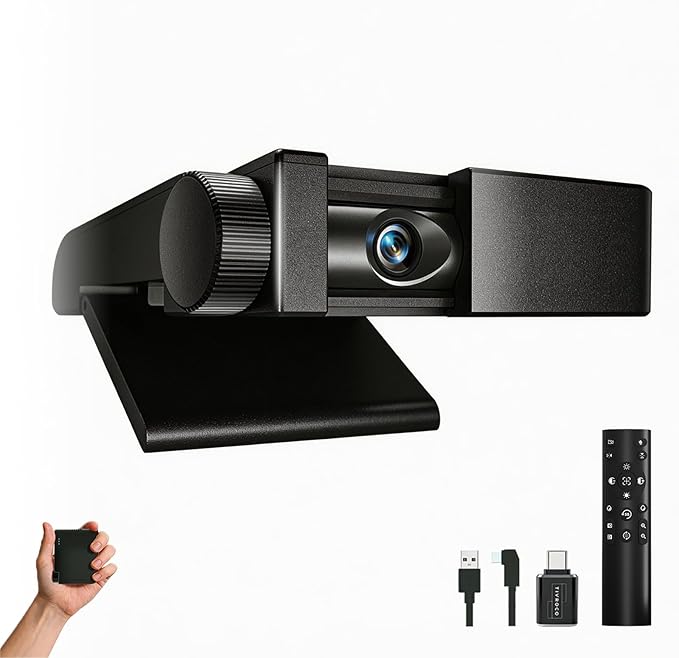4K Webcam - Digital Condenser Microphone, 1/2.55" Sensor, Autofocus, 10x Zoom, Privacy Cover, Plug and Play, Ultra Compact USB Laptop/Mac/PC Web Cam, Suitable for Desktops/ Zoom/ Streaming(Black)
