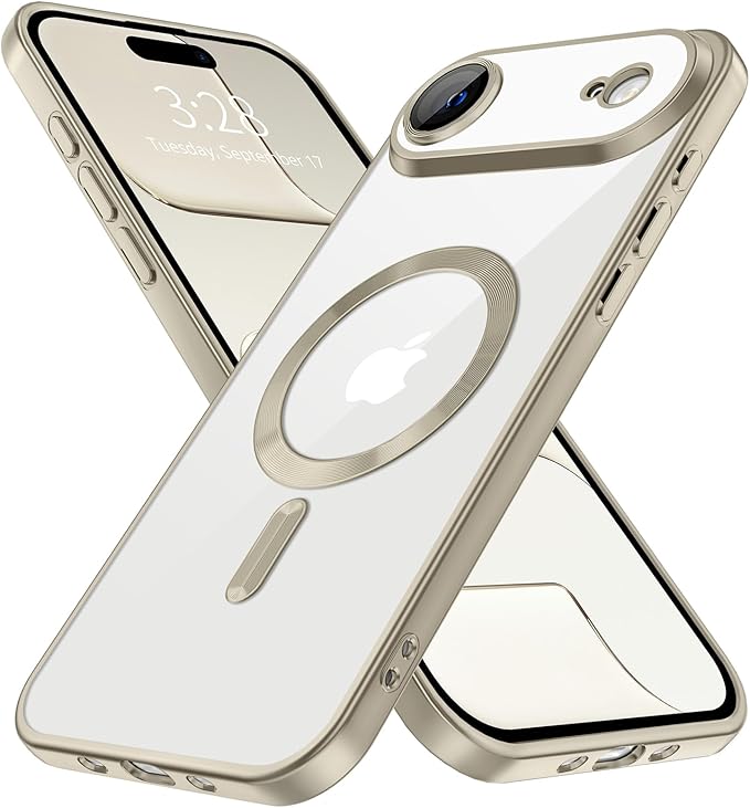 Hython Magnetic Clear for iPhone Air Case with Camera Lens Protector [Compatible with MagSafe] Luxury Plating Edge Slim Soft TPU Cover Protective Phone Case for iPhone Air 6.5", Matte Gray