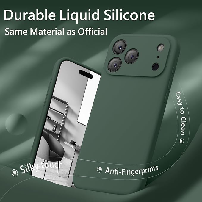 FireNova Magnetic for iPhone 17 Pro Case, Compatible with MagSafe, [Integrated Silicone Camera Control Button] [Camera Protection] Anti-Scratch Microfiber Lining Phone Case, 6.3", Alpine Green