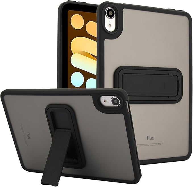 Shockproof Case for iPad mini 7th/6th Generation (2024/2021 8.3-inch), Kickstand Slim Fit Rugged Bumper Lightweight Anti-Scratch Bumper Case Cover for Women Men, Black