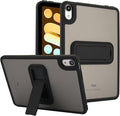 Shockproof Case for iPad mini 7th/6th Generation (2024/2021 8.3-inch), Kickstand Slim Fit Rugged Bumper Lightweight Anti-Scratch Bumper Case Cover for Women Men, Black