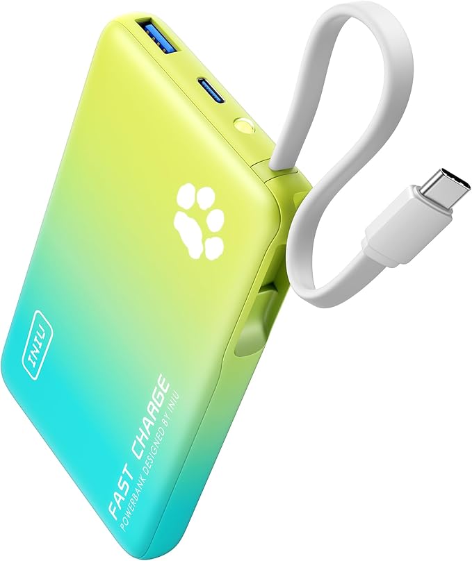 INIU Portable Charger, 45W PD Slim 10000mAh Power Bank with Built-in USB-C, Camping Outdoor Travel Business, for Women Men Students Family Emergency