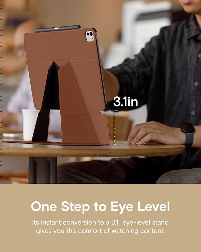 MOFT Folio Case for iPad Pro 11-inch (M4) 2024 - Silm Stand Protective Case with Detachable Pencil Holder, Multi-Angle Viewing, MOVAS Leather Cover, Auto Sleep/Wake, Sienna Brown