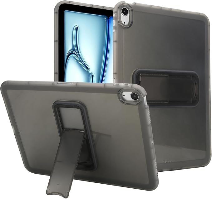 Slim Case for iPad Air 11-inch M4/M3/M2 (2026/2025/2024), Built-in Kickstand Non-Slip Shockproof Rugged Protective for Women Men, Black