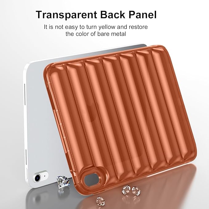 for iPad mini 7 A17 Pro 2024 & iPad mini 6 Case 2021 (8.3 inch) Shockproof Soft TPU Back Cover Silicone Bumper Anti-Yellowing Lightweight Clear Shell for iPad mini 7th/6th Generation, Brown